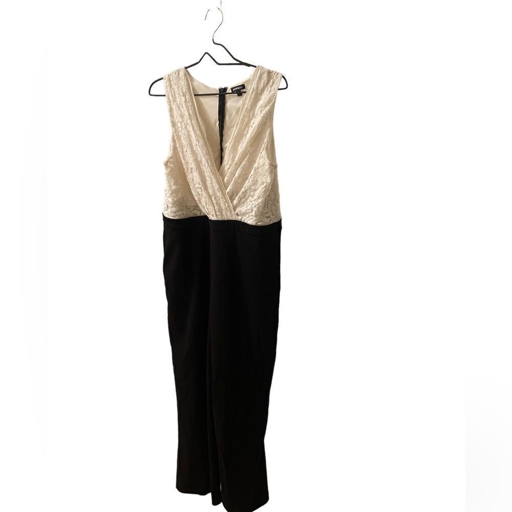 Elegant Black and White/Cream Jumpsuit size XL Wide Leg from Express